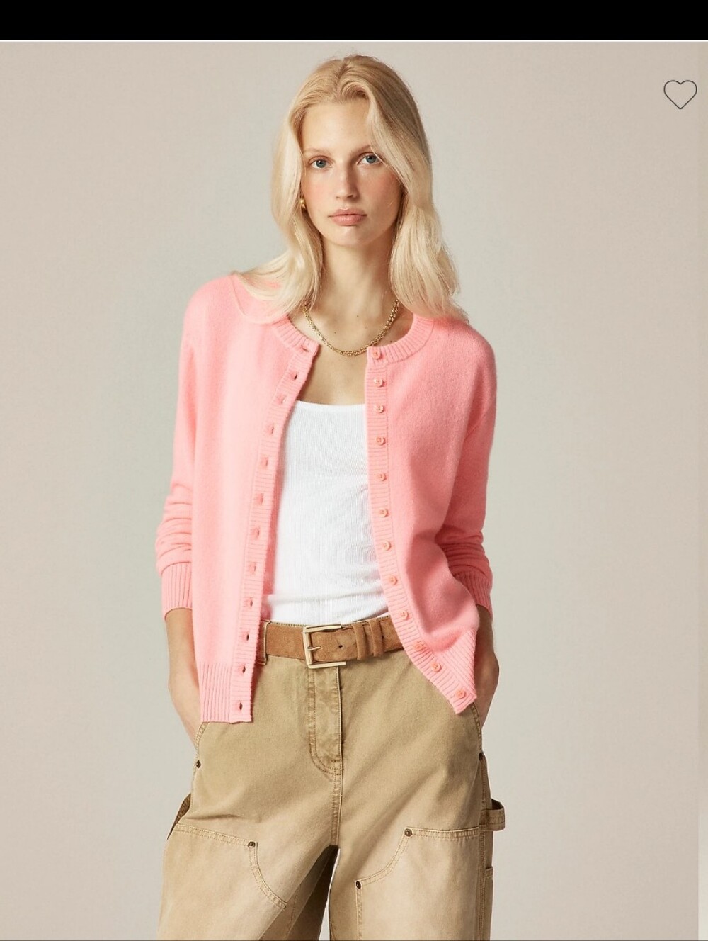J Crew Perfect cashmere cardigan CP465 Size XS Neon Pink (Watermelon) NWT - Picture 2 of 8